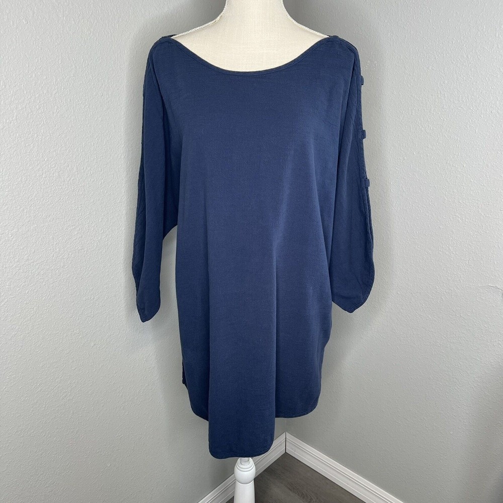 Soft Surroundings Navy Blue Cold Shoulder Destin Style Knee Length Dress Sz 1X